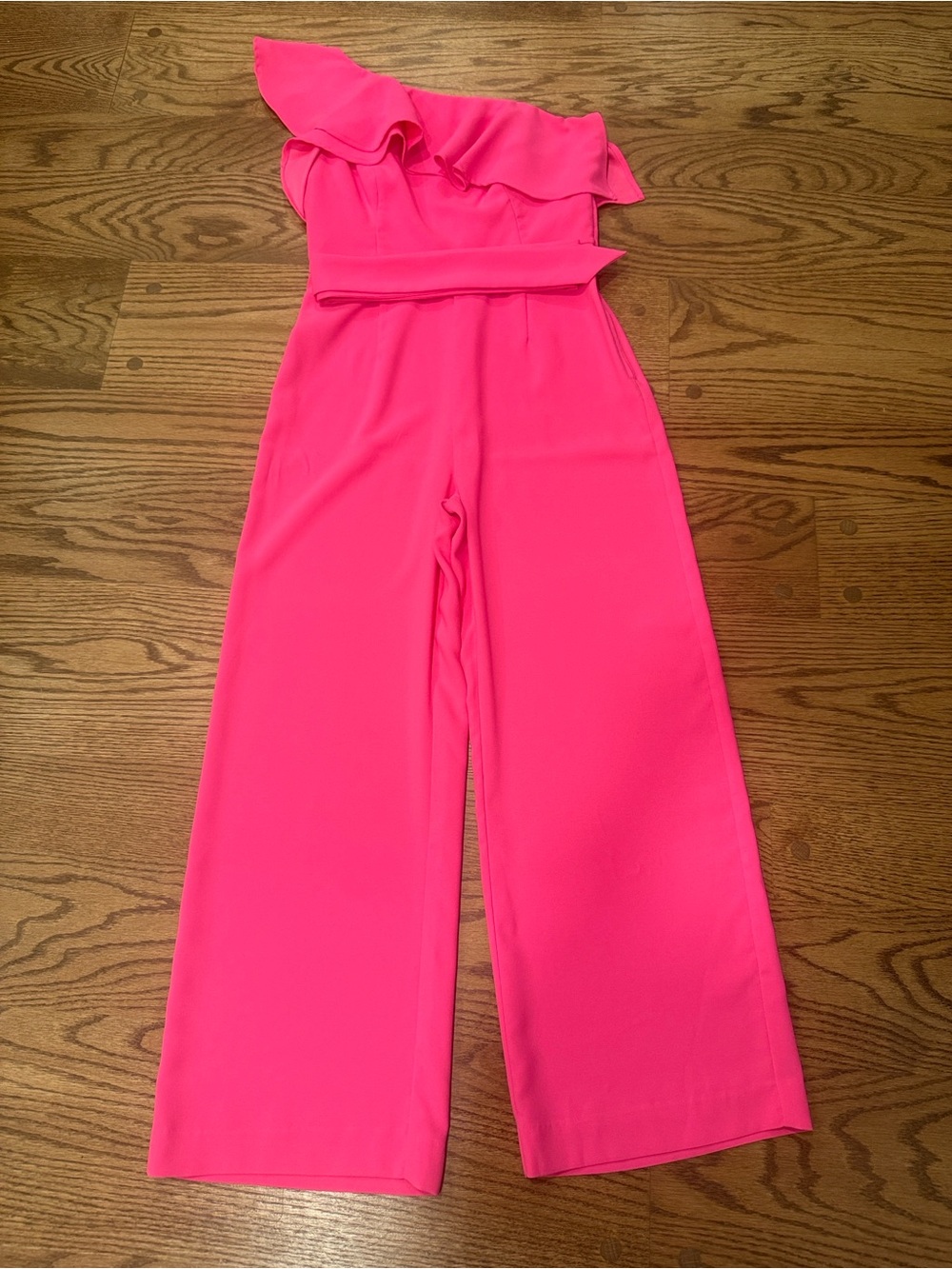 Lilly Pulitzer One-Shoulder Ruffle Wide-Leg Jumpsuit - Bright Pink
